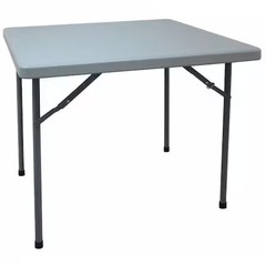 Square Folding Table, 36″ W, 36″ L, 29″ H, Blow Molded Polyethylene Top, Gray,