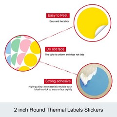 Misofuki 2″ 750 Labels White Circle Direct Thermal 2 inch (Diameter), C-1-wh