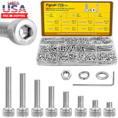 720Pcs M3 Screws Assortment Kit, Hex Socket Head Cap Bolts, Nuts & Washers Assor