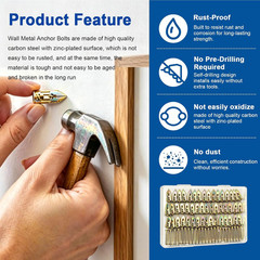160Pcs Self-Drilling Drywall Anchors with Screws, Metal Wall Anchor Kit