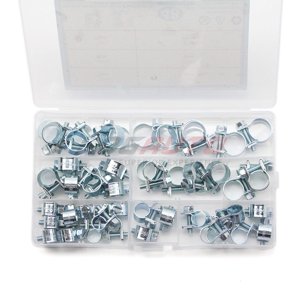 48Pcs 6 Sizes Fuel Injection Gas Line Hose Clamps Clip Pipe Clamp Kit 7mm-15mm