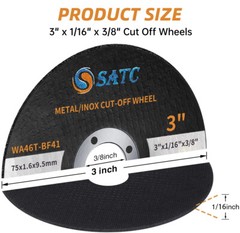 50 Pack 3 in Cut Off Wheels with 3/8″ Arbor Metal Cutting Disc Die Grinder Tool