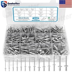 500pcs Pop Rivets Assortment Kit Aluminum Blind Rivets 14 Sizes Blind Rivet Set