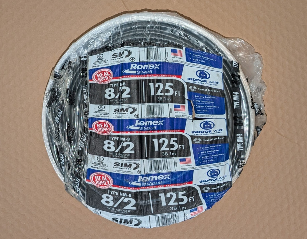 Southwire 125-ft 8/2 Romex SIMpull Stranded Indoor CU NM-B W/G Individual Pack