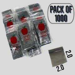 1000 APPLE BRAND 2mil ZIPLOCK BAGS baggies 175×175 , 2×2 colors