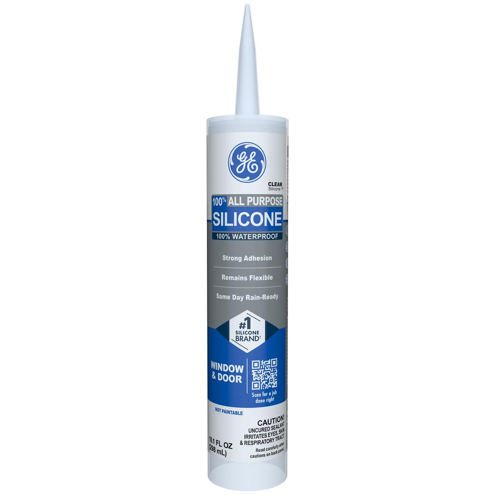 GE All Purpose Silicone Caulk, Clear 100% Waterproof Sealant, 10 fl oz Cartridge