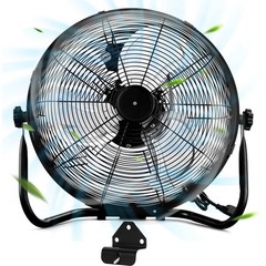 16″ High Velocity Floor Fan, 3-Speed Heavy Duty Industrial Metal Fan Wall-Mount