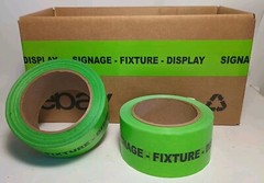 (2) Rolls Printed Carton Sealing Tape, Green ” Signage Fixture Display “