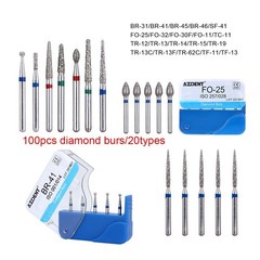20Packs AZDENT Dental FG Diamond Burs For High Speed Handpiece Medium FG 1.6mm