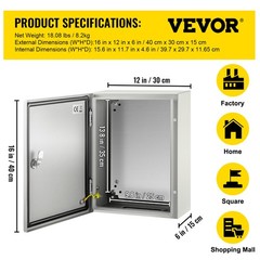 VEVOR 16” 20” 24” Carbon Steel Electrical Enclosure IP65 Wall Mount Junction