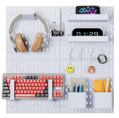 Peg Board, 4 Pack PLA Plastic Pegboard Panels, White Pegboards Wall Organizer