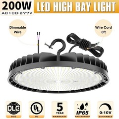 200W UFO Led High Bay Light Factory Warehouse Commercial Light Dimmable 5000k