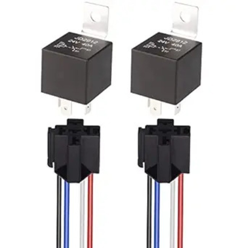 2pcs 24V 40A 4 Pin SPST 12AWG Harness Sockets with Built-in Diode for Automotive