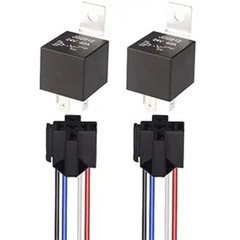 2pcs 24V 40A 4 Pin SPST 12AWG Harness Sockets with Built-in Diode for Automotive