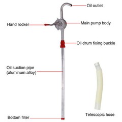 Drum Rotary Barrel Pump Hand Crank Diesel Fuel Oil Transfer Pump 55 Gallon+Tape