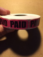 PAID PINK BLACK LABELS 1000 PER ROLL GREAT STICKERS