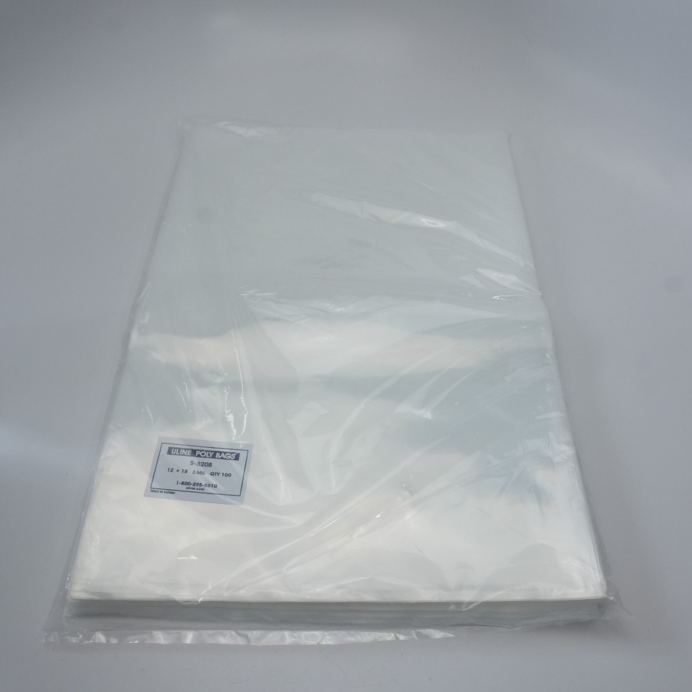 100 Uline S-3208 3 Mil 12″ x 18″ Clear Poly Bags Sleeves Open End