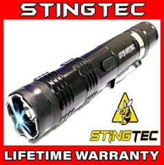 Tactical Self Defense Stun Gun Black Metal 550 BV Rechargeable LED Flashlight