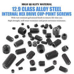 Complete 450Pcs M3 to M8 Alloy Steel Grub Screw Kit – Rust Resistant Design