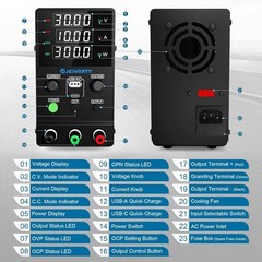 DC Power Supply Variable, 0-32V 0-10A Adjustable Switching DC Regulated Bench…