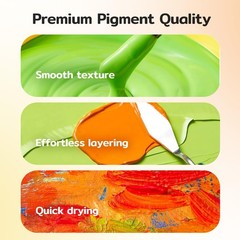 18 Colors Acrylic Paint Set (250 ml/8.45 oz Large Bottles), Non-for & Adults,…