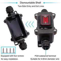 IP67 Waterproof Inline Cord Switch 12V DC 20A DPST 4Pin 2 Position on off Outdoo