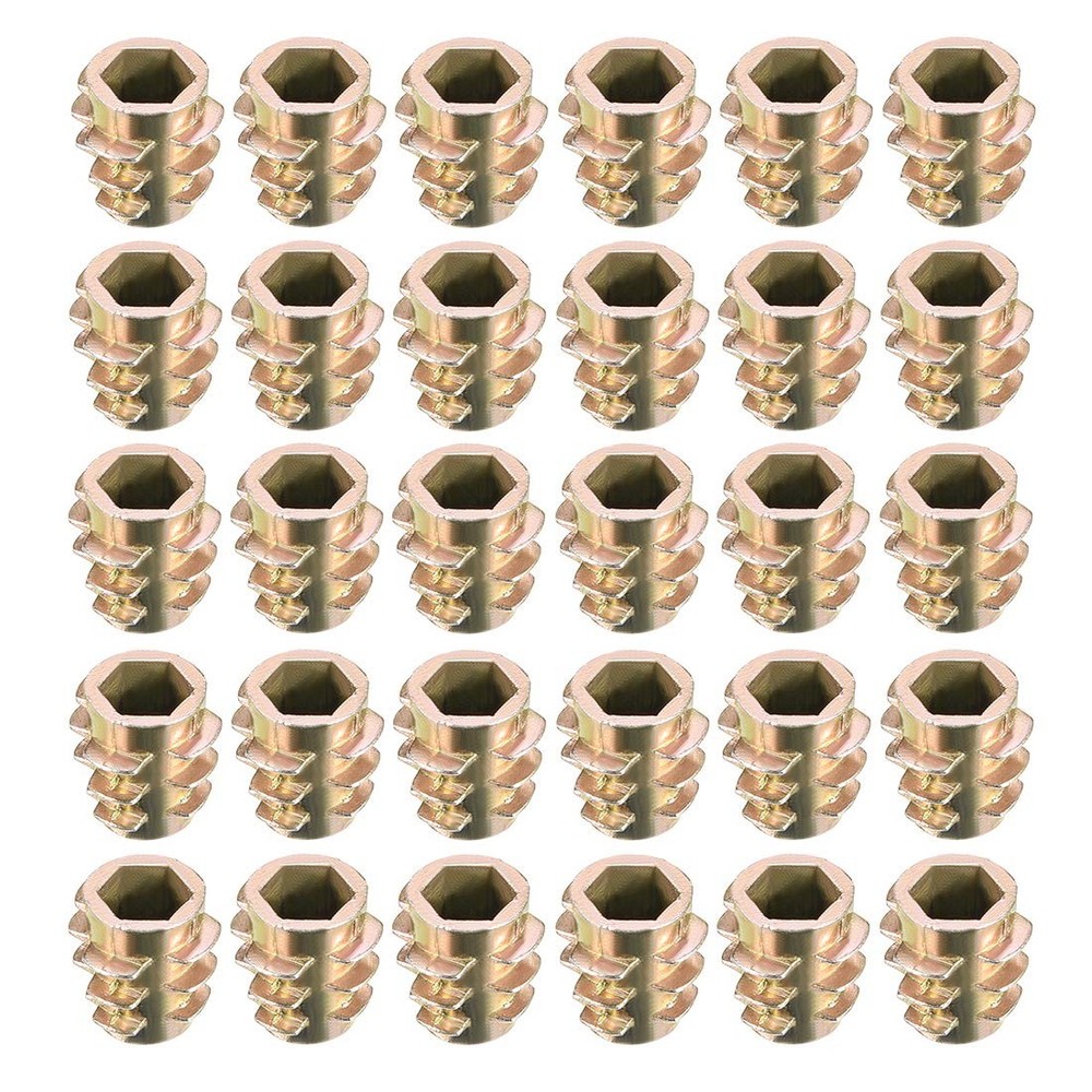uxcell Furniture Threaded Insert Nuts Zinc Alloy Hex-Flush M5 M5x10mm, zinc
