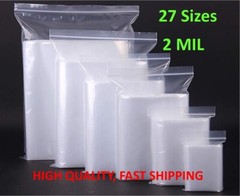 CLEAR 2 MIL ZIP SEAL BAGS POLY PLASTIC RECLOSABLE TOP LOCK ZIPPER 2MIL BAGGIES