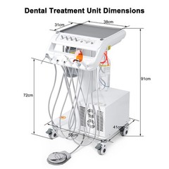 Dental Mobile Delivery Unit Cart with Air Compressor ultrasonic scalers 4Hole