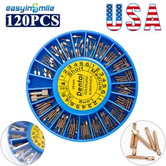 120pcs Dental Endodontic Screw Posts Assorted Kit &2Key Gold Planted EASYINSMILE