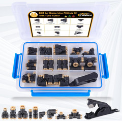 31 PCS DOT Air Brake Line Fittings 1/4″ 3/8″ Push to Connect Fittings Quick Conn