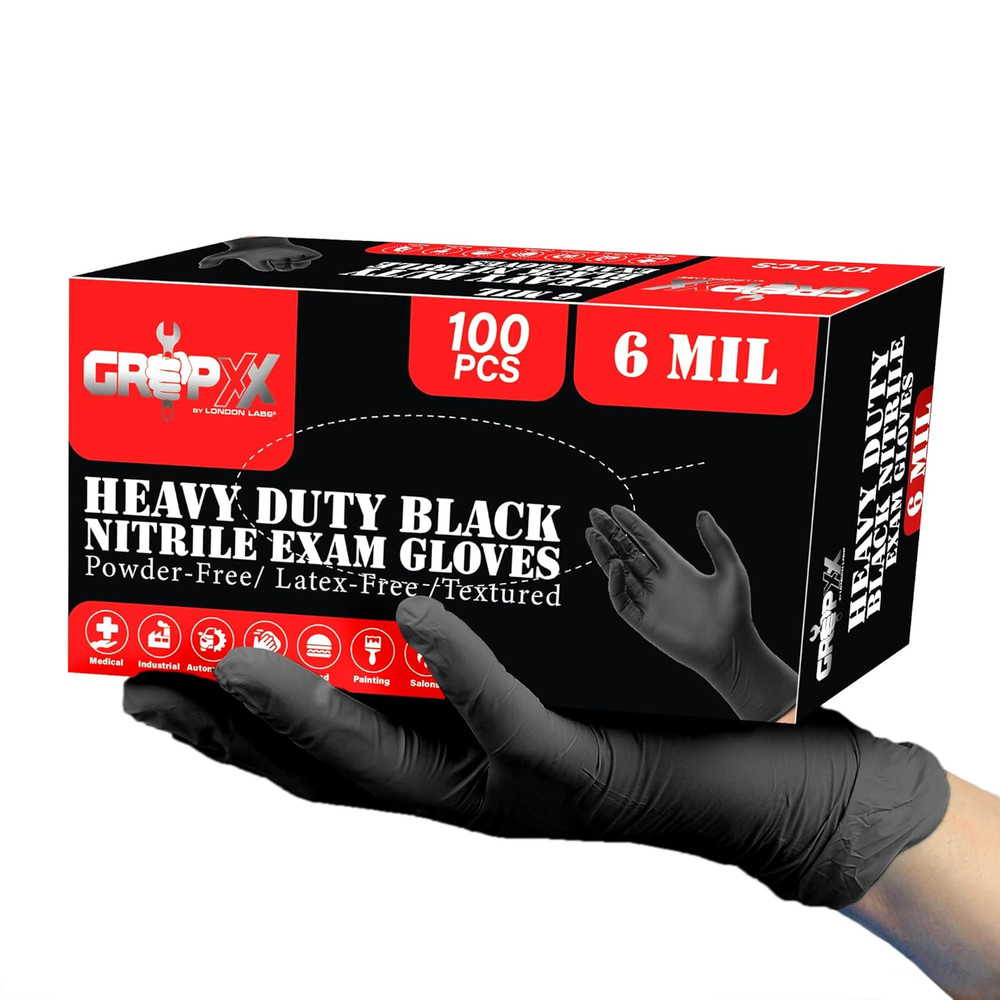 Heavy Duty 6 Mil Black Nitrile Gloves – Disposable, Latex & Powder Free | Mechan