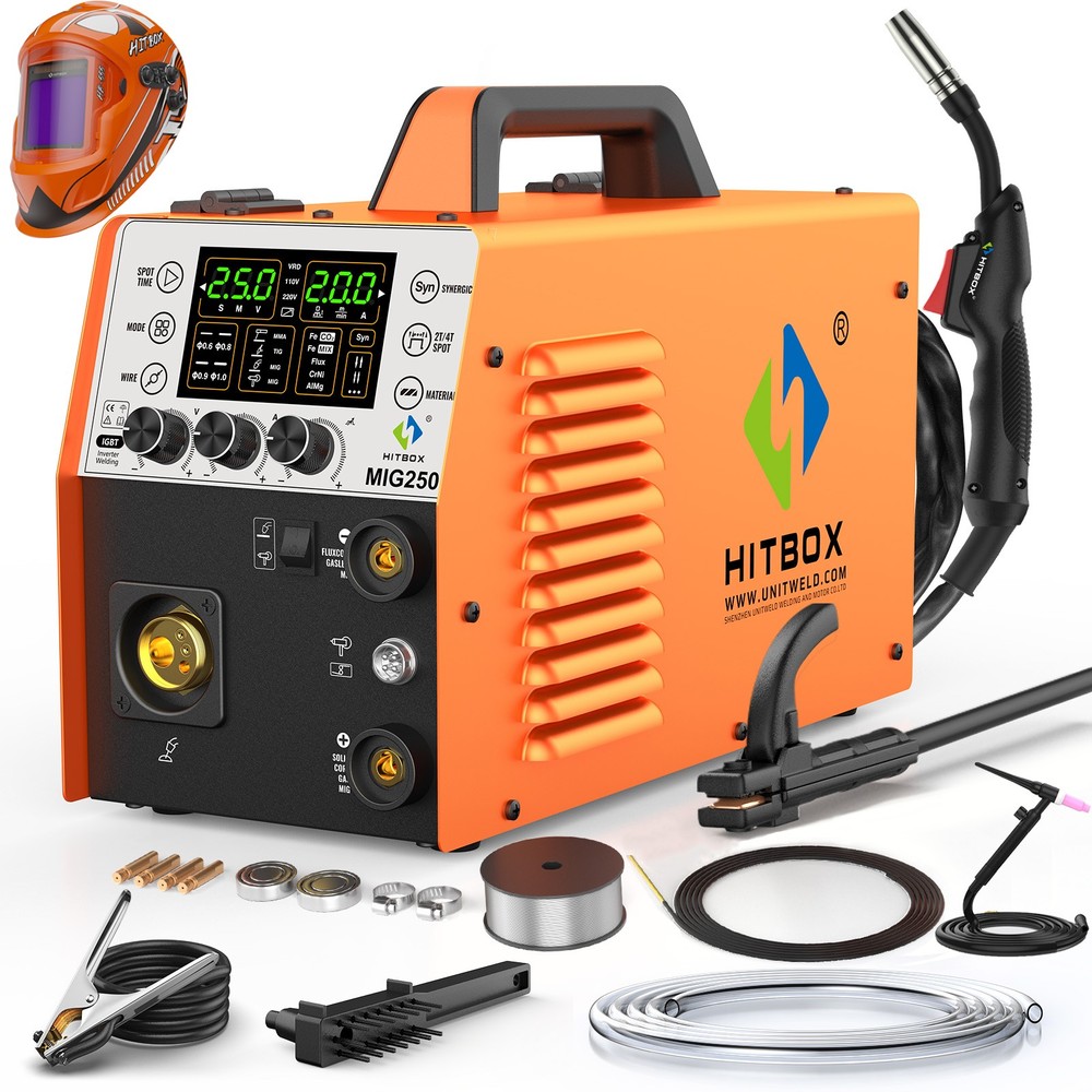 6 IN 1 Aluminum MIG Welder Gas Flux Core 250A 110/230V MMA TIG w/Lift Tig Torch