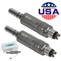 2 Dental Slow Low Speed E-type Air Motor Micromotor 4 Hole connection Handpiece