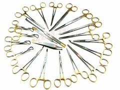 GERMAN 82 PCS GOLD HANDLE GENERAL SURGERY SPAY PACK DENTAL SURGICAL INSTRUMENTS