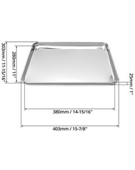 15.75 x 11.81 inch Stainless Steel Tray, Flat Bottom, 4 Pack