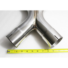 3″ OD T304 Stainless Steel X Pipe Dual Inlet Dual Outlet 15″ Long Polished