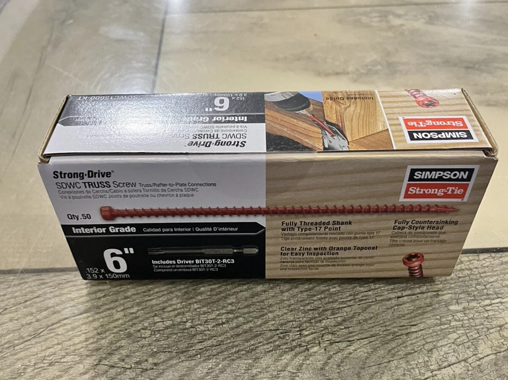 Simpson Strong-Tie SDWC15600-KT 6″ Strong Drive Structural Screws – Truss Screws