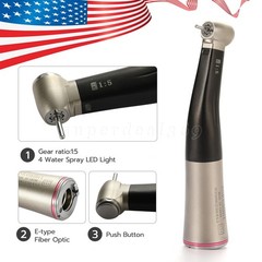 Dental 1:5 Increasing Fiber Optic LED Contra Angle Handpiece/1:5 Cartridge Rotor