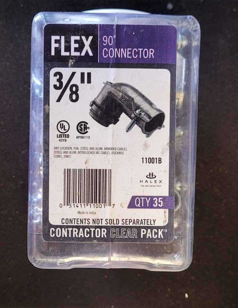 Halex, 3/8 in. Flexible Metal Conduit (FMC) 90° Connectors 35-Pack NEW (4C)