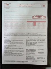 2023: 5 SHEETS 1099-B IRS Proceeds Broker/Barter Exch & 3=1096 Transmittal Forms