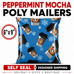 6×9 Peppermint Mocha Christmas Poly Mailers Boutique Shipping Bags Envelopes