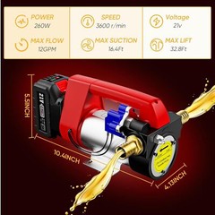 21V Cordless Electric Kerosene Transfer Pump 12GPM Fuel Diesel Pump Kit 4000mAh