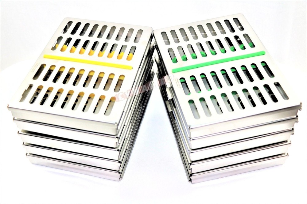 10 GERMAN DENTAL SURGICAL AUTOCLAVE STERILIZATION CASSETTE BOX 7.25″LX 5″W X0.75
