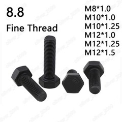 Fine Thread Black 8.8 Steel Hexagon Bolts Hex Head Screws M8 M10 M12