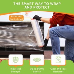 18″ x 1500′ 80 Gauge 192 Rolls Cast Hand Pallet Stretch Wrap Clear Shrink Film