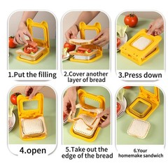 CHICHAUS Sandwich Cutter and Sealer, Square 5.8 x 4.7 x 1.6 inches, Yellow