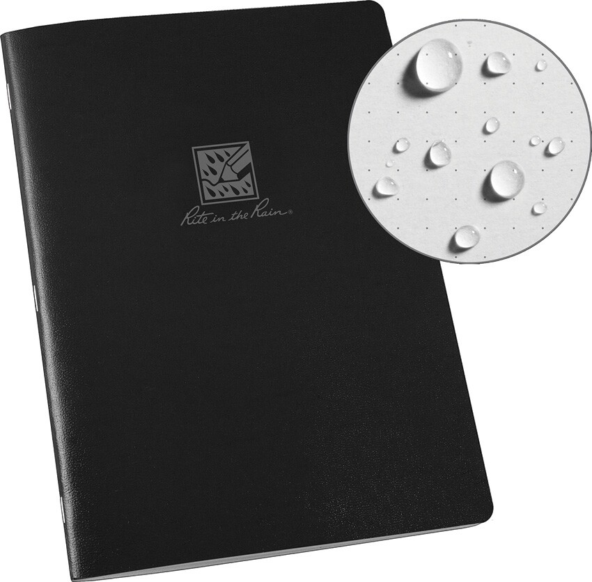 Rite In The Rain Large Stapled Notebook Black Field-Flex Cover 6.625″ x 8.5″