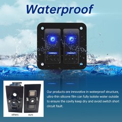 Switch Panel 2 Gang Aluminum Toggle Switch, Waterproof 12V/24V Marine Rocker …