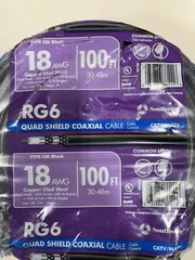 Southwire 56918443 100 ft. RG6 Quad Shield Black CM Coaxial Cable